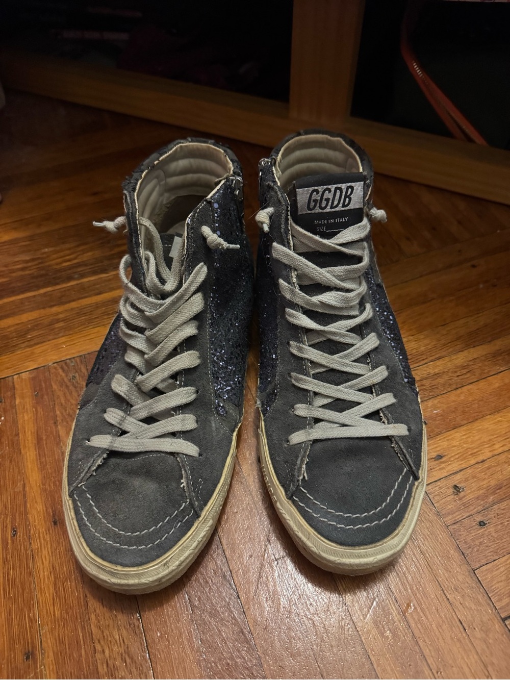 Golden Goose Women’s 9 Dark Gray with Navy Glitter - Picture 2 of 5